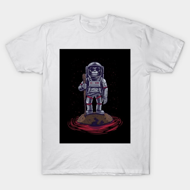 Astronaut Monkey In The Ocean T-Shirt by kriitiika